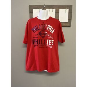 Majestic Men’s Red Philadelphia Phillies Cotton Tshirt One Citizens Bank Way 2XL